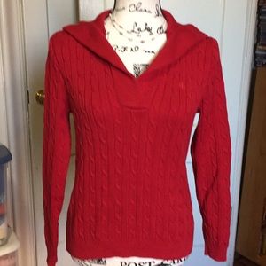EUC Ralph Lauren cable knit red petite sweater